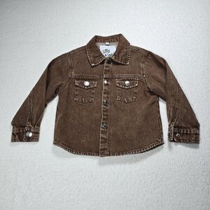Little & Loved Brown Soft Denim Shacket Jacket Snap Button Up 2T